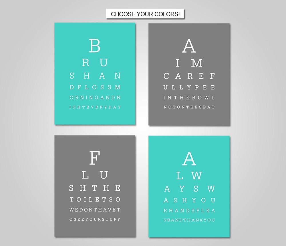 eye chart kids bathroom wall art eye chart kids bathroom eye chart wall art