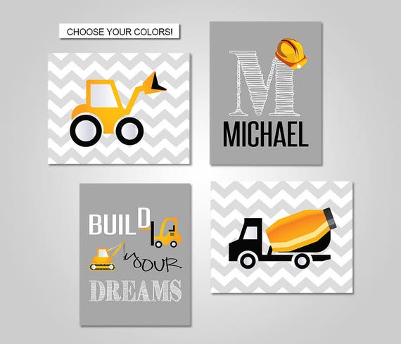 Construction Wall Art Boy Wall Art Boy Nursery Wall Decor Etsy