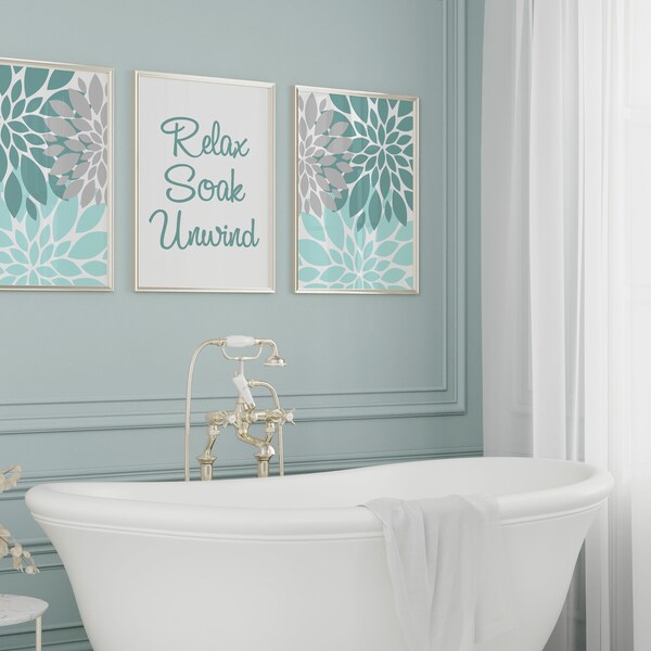 Aqua Gray Bathroom Etsy