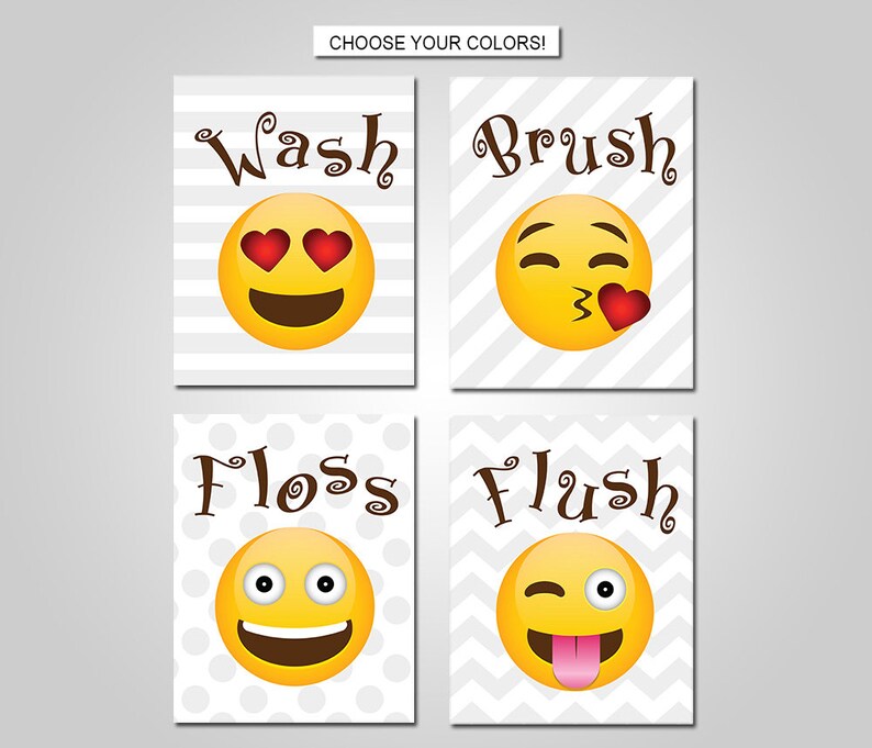 Emoji Kids Bathroom Wall Art Emoji Bathroom Wall Decor Etsy