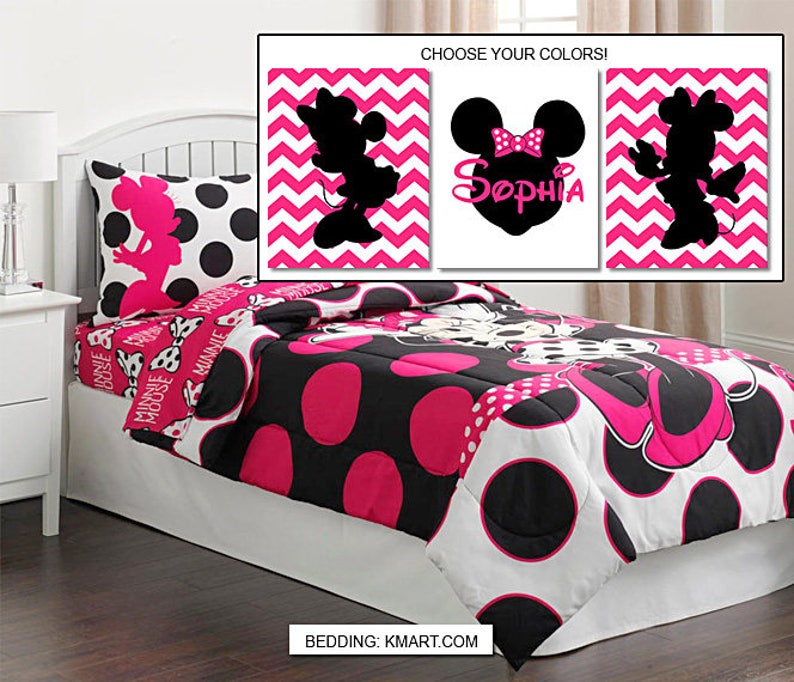 Minnie Mouse Nursery Bedroom Wall Art Minnie Wall Decor Etsy