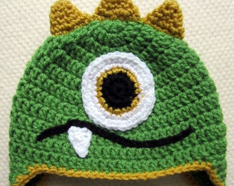 Crochet Green Monster Hat, crochet hats for kids, baby hats, monster birthday, kids crochet hats, unique baby gift, monster baby shower