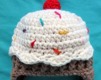 Cupcake Hat, baby hats, unique baby gift, newborn hat, new baby gift, cute baby hats, baby hats for girls, baby hats boy, crochet baby hat