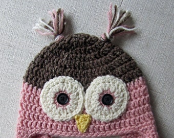 Crochet Owl Hat, winter hat, crochet hat for kids, owl baby shower, stocking stuffers for girls, for toddlers, for baby, for kids, for teens