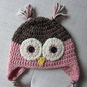 Crochet Owl Hat, winter hat, crochet hat for kids, owl baby shower, stocking stuffers for girls, for toddlers, for baby, for kids, for teens immagine 1