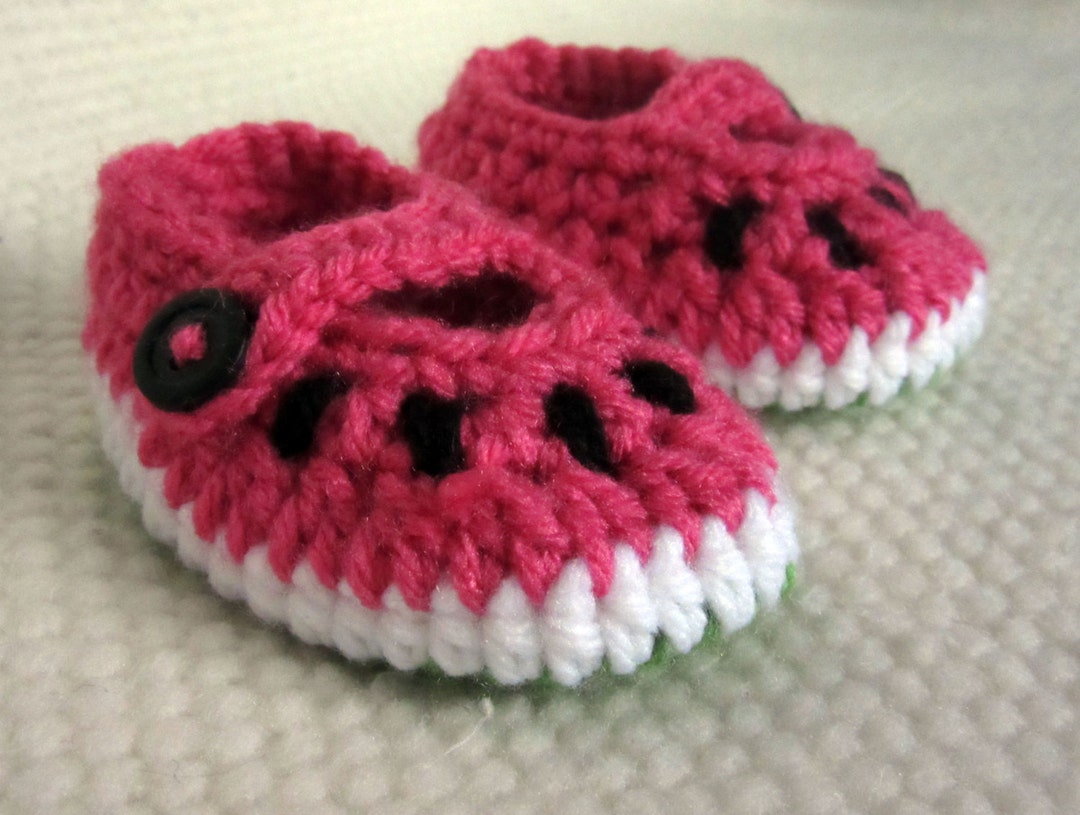 Watermelon Baby Booties, Watermelon, Crochet Baby Shoes, Baby