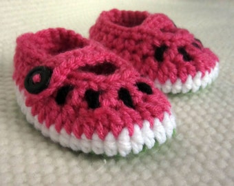Crochet Watermelon Baby Booties, Newborn Summer Gift