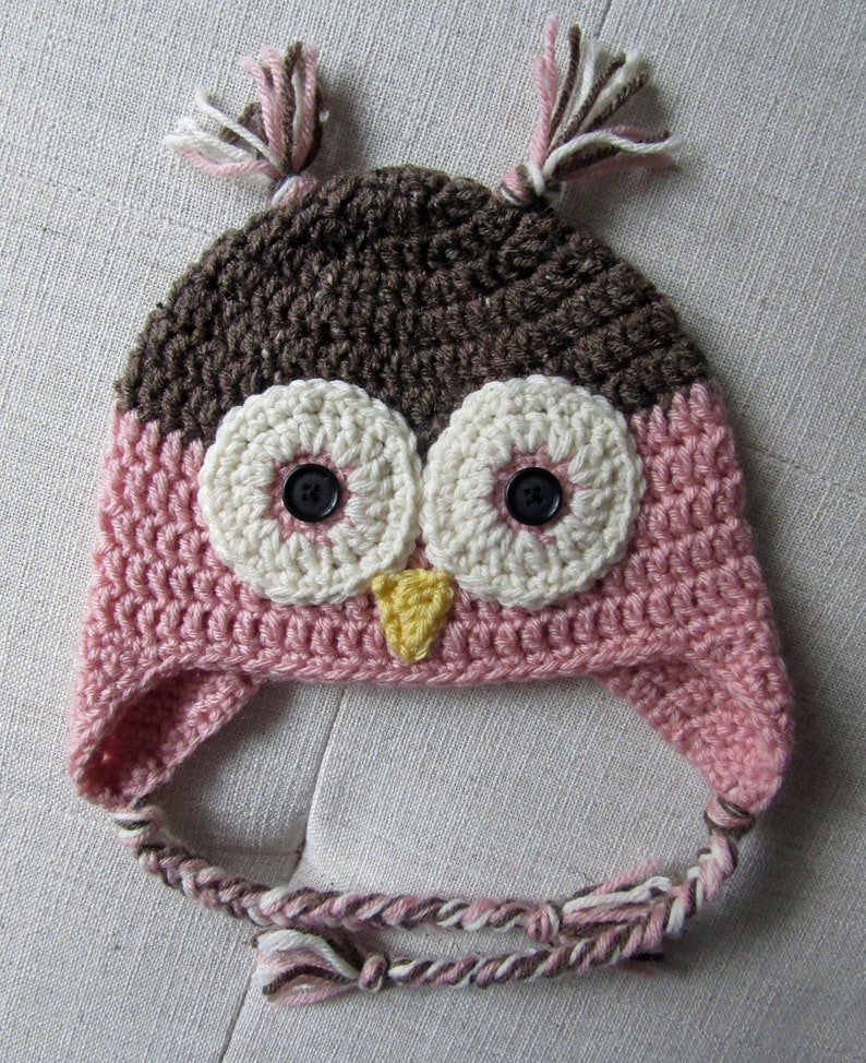 Crochet Owl Hat, winter hat, crochet hat for kids, owl baby shower, stocking stuffers for girls, for toddlers, for baby, for kids, for teens immagine 1