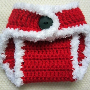 Crochet Santa Hat and Diaper Cover, baby santa outfit, baby santa hat, baby's first Christmas outfit, baby Christmas hat, Christmas in July image 3