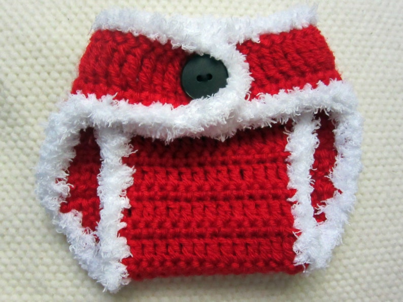 Crochet Santa Hat and Diaper Cover, baby santa outfit, baby santa hat, baby's first Christmas outfit, baby Christmas hat, Christmas in July image 3