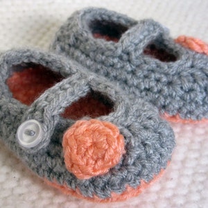 Crochet Mary Jane Baby Booties, crochet baby shoes, baby shoes girl, baby girl booties, mary jane baby shoes, baby gift, baby shower gift image 1