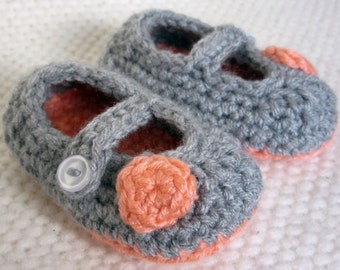 Crochet Mary Jane Baby Booties, Soft Yarn Baby Shower Gift