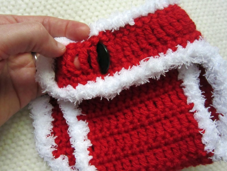 Crochet Santa Hat and Diaper Cover, baby santa outfit, baby santa hat, baby's first Christmas outfit, baby Christmas hat, Christmas in July image 5