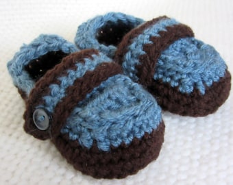 Crochet Baby Booties Boy, Handmade Baby Shower Gift
