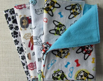 Puppy burp cloth set, flannel burp cloths, new mom gift, dog baby shower, dog baby gift, baby dog gift, baby burp cloth, unisex baby gifts