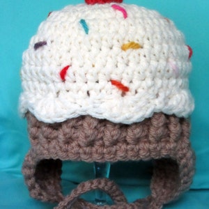 Cupcake Hat, baby hats, unique baby gift, newborn hat, new baby gift, cute baby hats, baby hats for girls, baby hats boy, crochet baby hat image 2