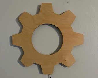 Whimsical Gear Lamp, LED w/ dimmer, wall sconce silhouette STEM