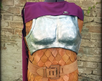 Leather scale coat with chestplate and cape ( larp and cosplay )
