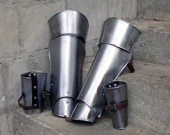 Steel bracers and greaves