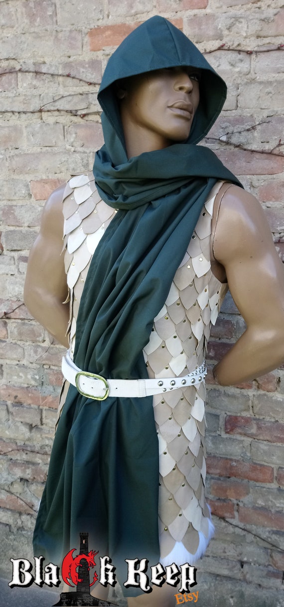 Leather Scale Coat With Chainmail Sleeves Skyrim Guards Armor Larp and  Cosplay 