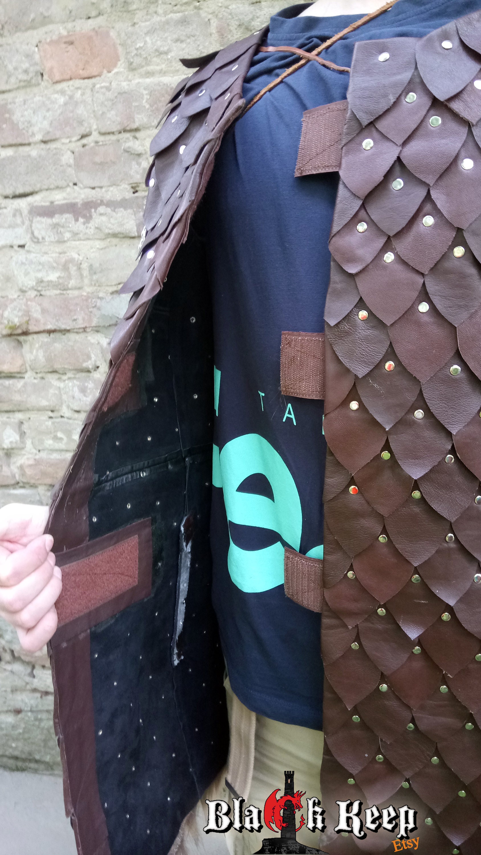 Leather scale coat with chainmail sleeves Skyrim Guards armor | Etsy