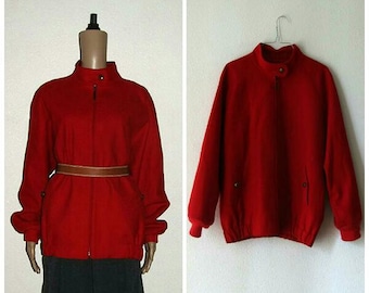 Vintage Pendleton Wolle Bomberjacke: 80er Jahre Rote Country Western, Large