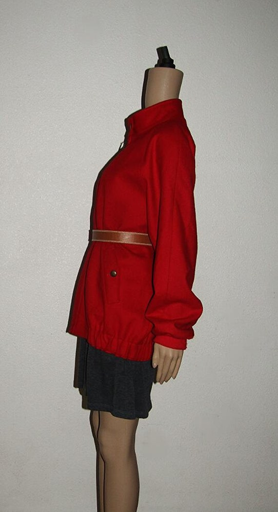 80s Wool Pendelton Red Bomber Jacket Vintage Wome… - image 3