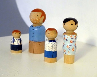 Personalised Peg Doll Family Portrait gift including Pets - Custom made to order * 3D family portrait