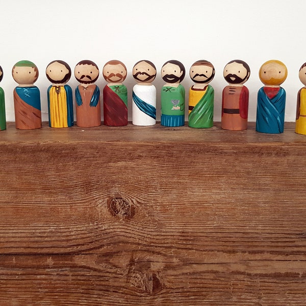 Peg Dolls: Easter story Last Supper -Jesus and his disciples apostles* Easter decoration *Easter gift *wooden simnel cake topper *Montessori
