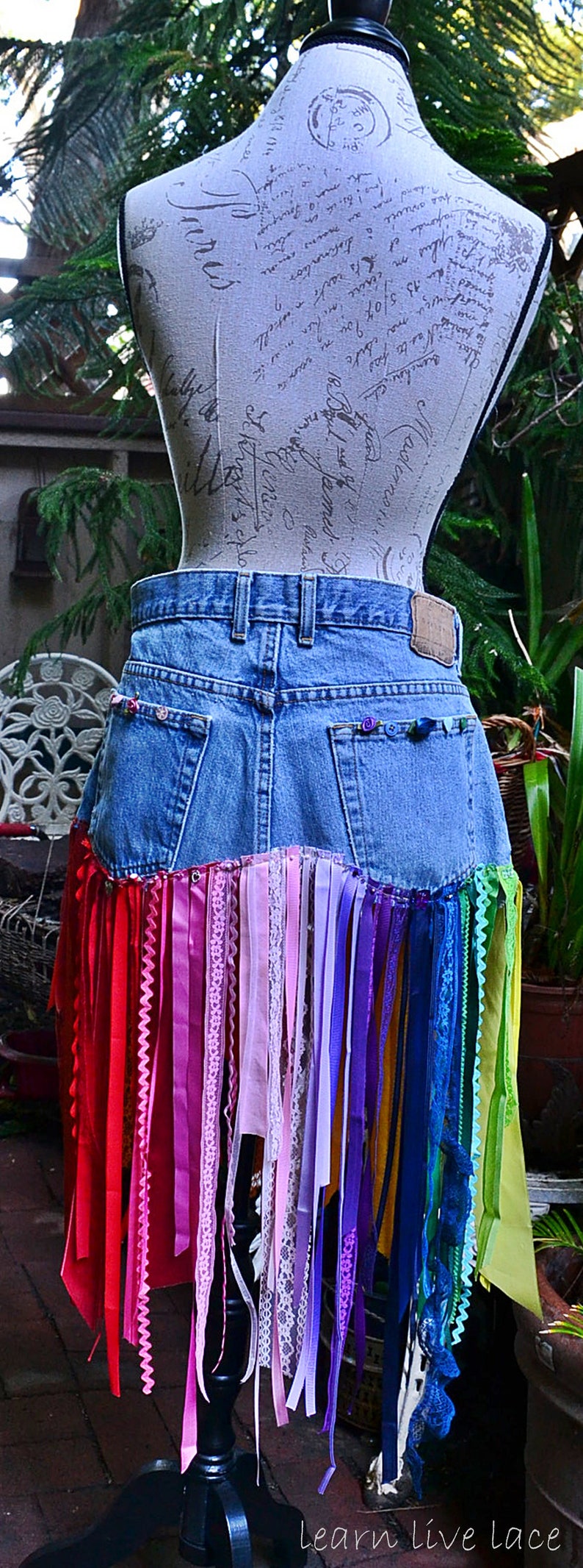 Rainbow Denim Skirt Original Authentic Arizona Jeanwear Etsy