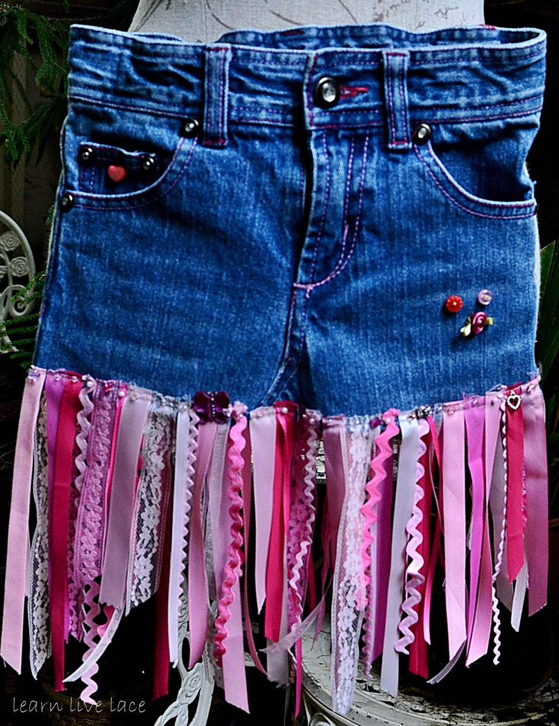 Pink Ribbon Denim Skirt, Disney Fairies Toddlers Pink Ribbon