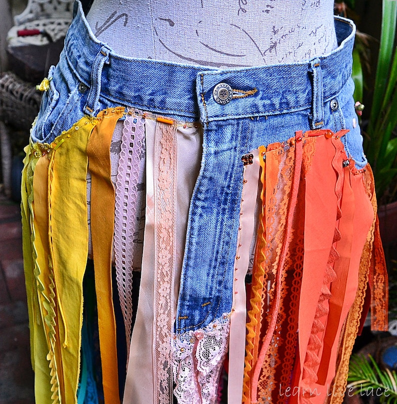 Rainbow Denim Skirt Original Authentic Arizona Jeanwear Etsy