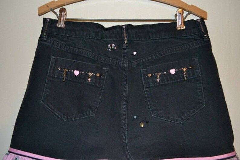 Old Navy Black Denim Jean Skirt With Mary Engelbreit - Etsy