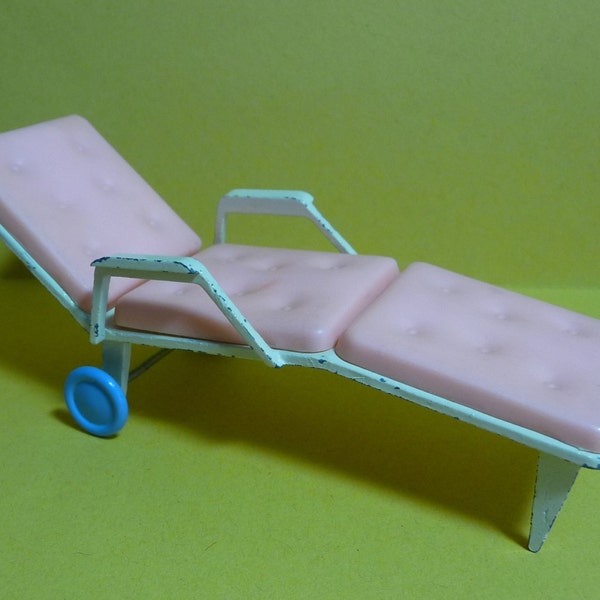 SALE Reduced Price - Vintage Dolls House Furniture, Pink Garden Sun Lounger, Triang, Spot-On, 1/16 scale, Jenny’s Home, 1960's Collectable