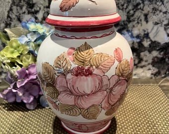 Italian Hand Painted Floral Ginger Jar