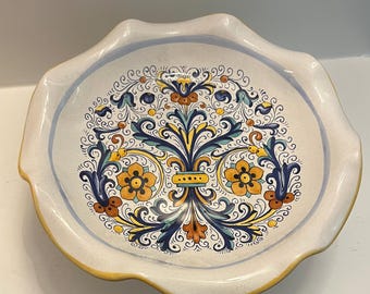 Deruta majolica hand painted ceramic Pedestal Dish
