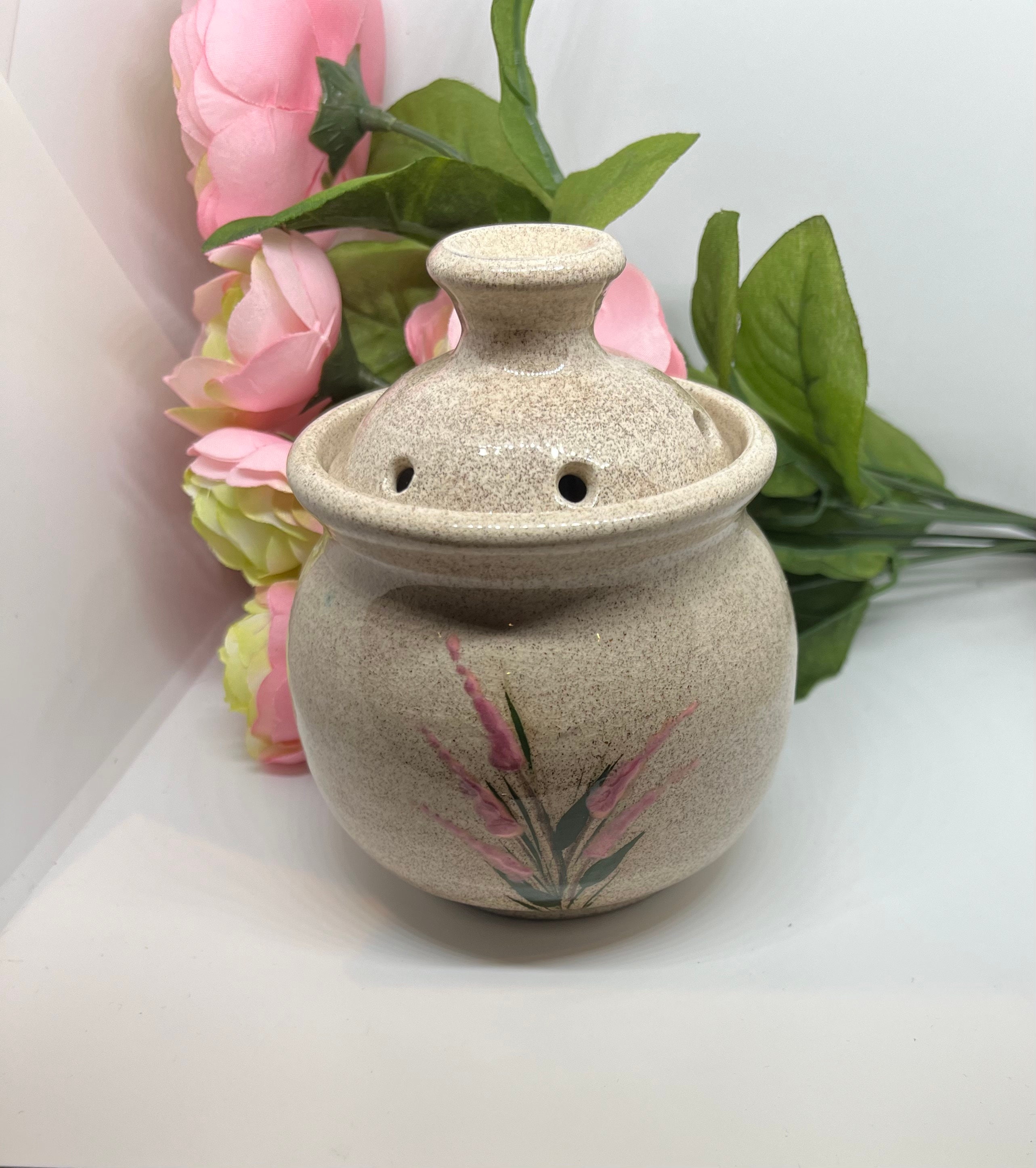 Potpourri Simmering Pot Floral Rose Ceramic Pottery