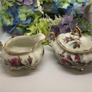 Delicate Little Japanese Floral Cream and Sugar