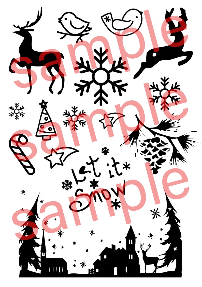 card making A4 Format Christmas Art- For making Foil Sheets stickers Digital Download