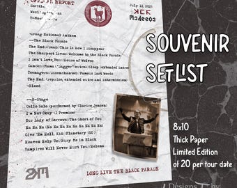 My Chemical Romance - designed set list - USA Tour 2025