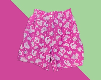 Vintage 80's - 90's Pink Paisley Bandanna Shorts - Women's Size Small/Medium