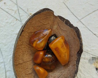 1 pc natural drilled amber chunk - tool for witchcraft - perfect for witches, pagans and wiccans