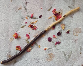 Greek plum mini wand with pentacle and vines design - tool for witchcraft- perfect gift for witches, pagans and wiccans