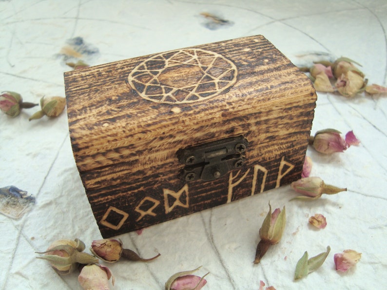 Handmade Rune Box for Crystals Runes Futhark Wooden Box Etsy