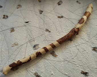 Greek pine staff with tiger carving, quartz crystal and dragon wood burned design - tool for witchcraft- perfect gift for witches & wiccans