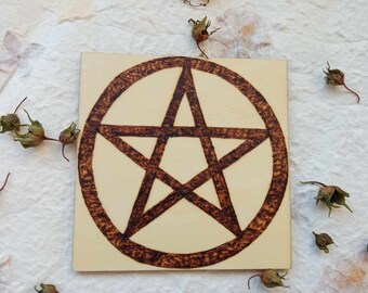 Small handmade wood-burned pentacle board  - tool for witchcraft - for witches, pagans and wiccans