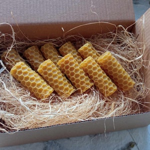 pack of 10 mini rolled beeswax candles for spells and rituals, all natural beeswax - tool for witchcraft - for witches, pagans and wiccans