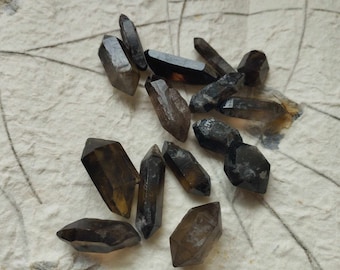 1 pc double terminated smoky quartz crystal small 1-2inches - tool for witchcraft - perfect for witches, pagans and wiccans