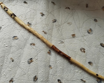 Greek cedar staff with triple moon & pentacle wood-burn and phoenix carving-tool for witchcraft- perfect gift for witches pagans and wiccans
