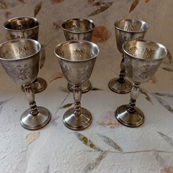 1 antique silver platted chalice with a grapevine pattern  -altar tool for witchcraft -perfect for witches, pagans and wiccans